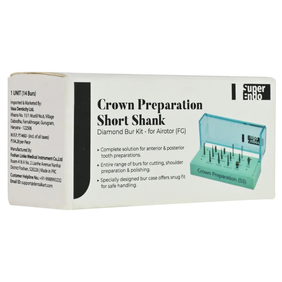 Superendo Crown Preparation Short Shank Diamond Bur Kit